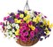 Artificial Hanging Flowers Faux Plants Basket for Outdoors Spring Decor, Fake Silk Morning Glory with Eucalyptus in Planter UV Resistant Outdoor Flowers for Outside Porch Patio Garden Home